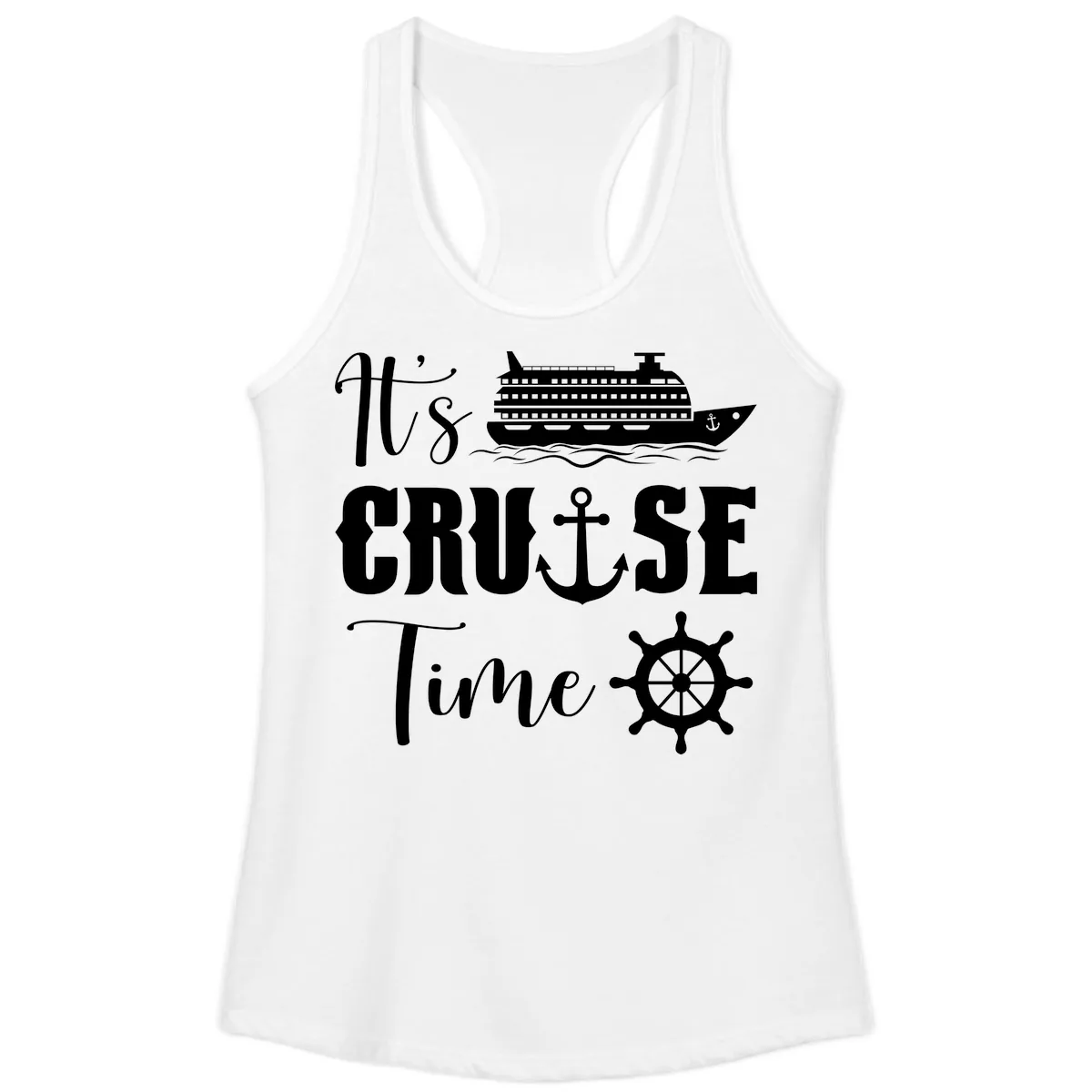 It's Cruise Time Graphic Ladies Tank in White