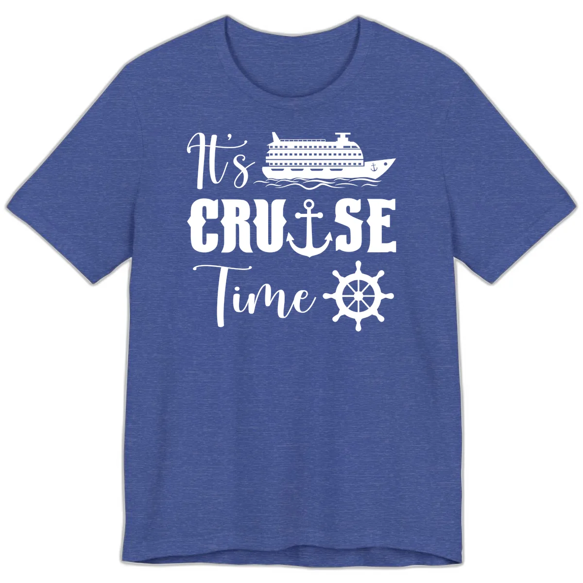 It's Cruise Time Graphic Premium T-Shirt in Heather True Royal