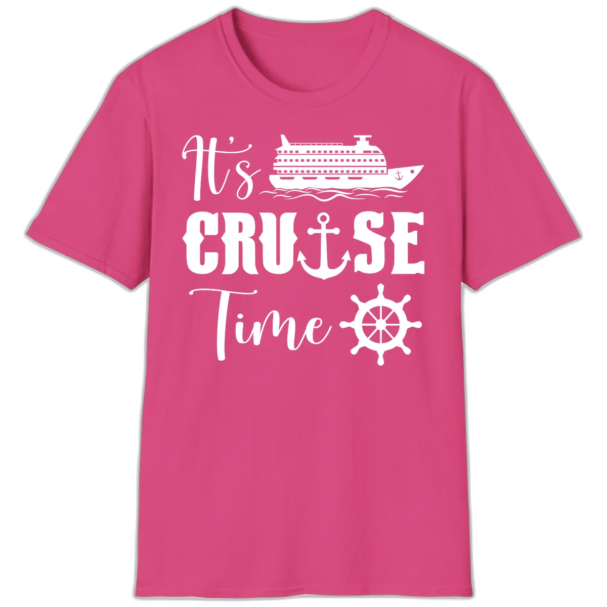 It's Cruise Time Graphic T-Shirt in Heliconia
