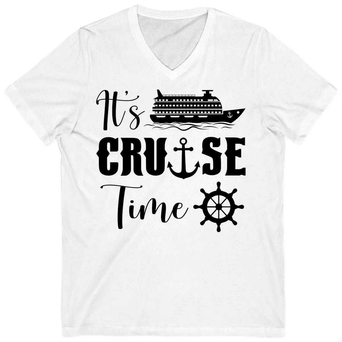 It's Cruise Time Graphic V-Neck in White