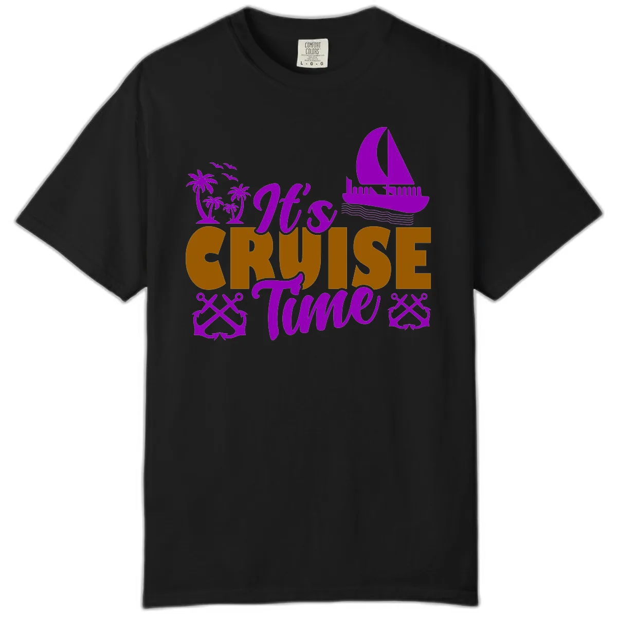 It's Cruise Time Vacation Apparel Comfort Color in Black