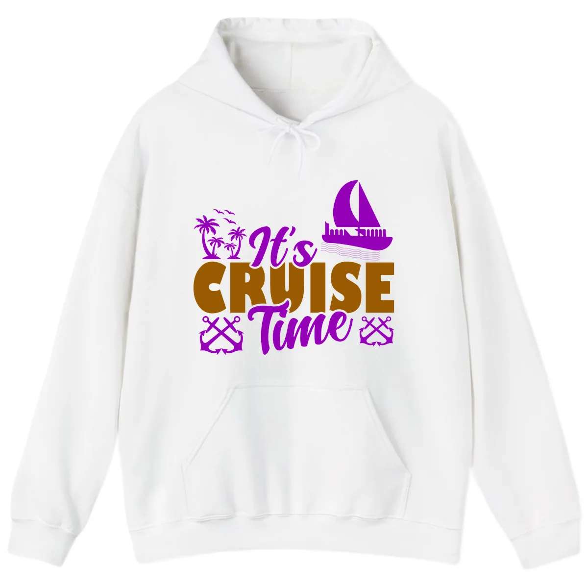 It's Cruise Time Vacation Apparel Hoodie in White