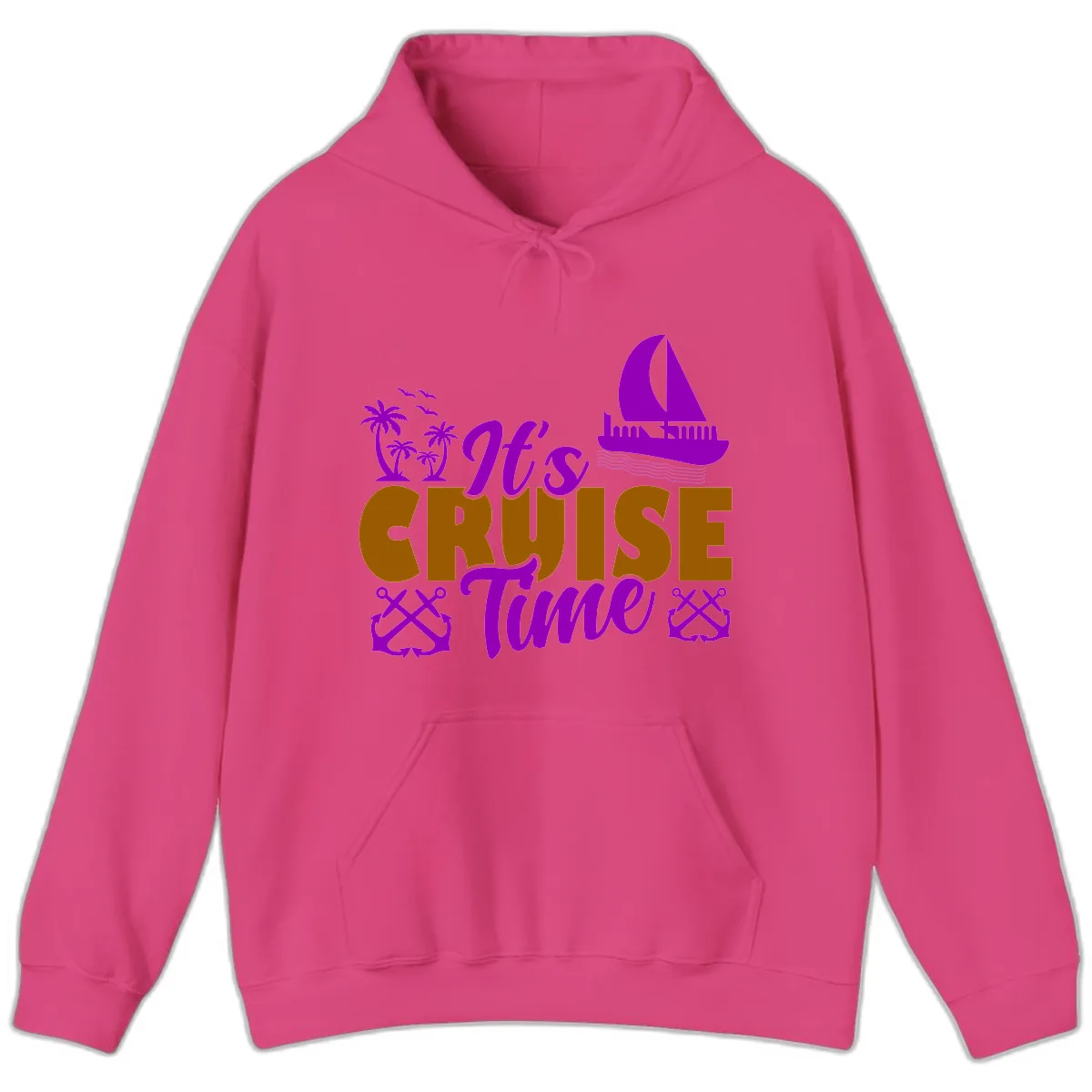 It's Cruise Time Vacation Apparel Hoodie in Heliconia