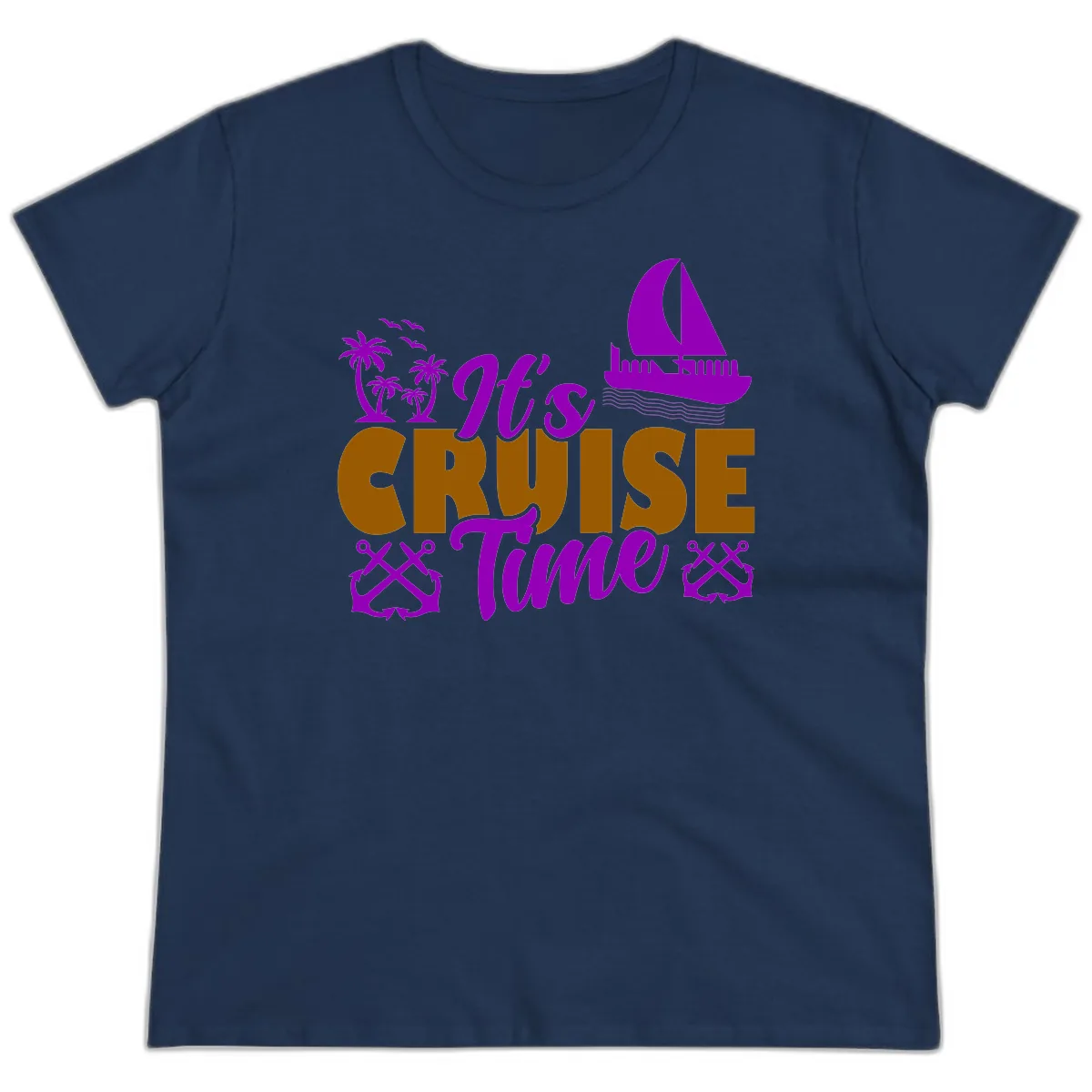 It's Cruise Time Vacation Apparel Ladies Tee in Navy