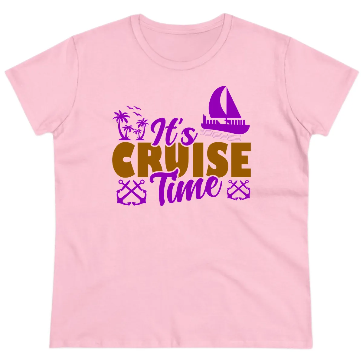 It's Cruise Time Vacation Apparel Ladies Tee in Light Pink