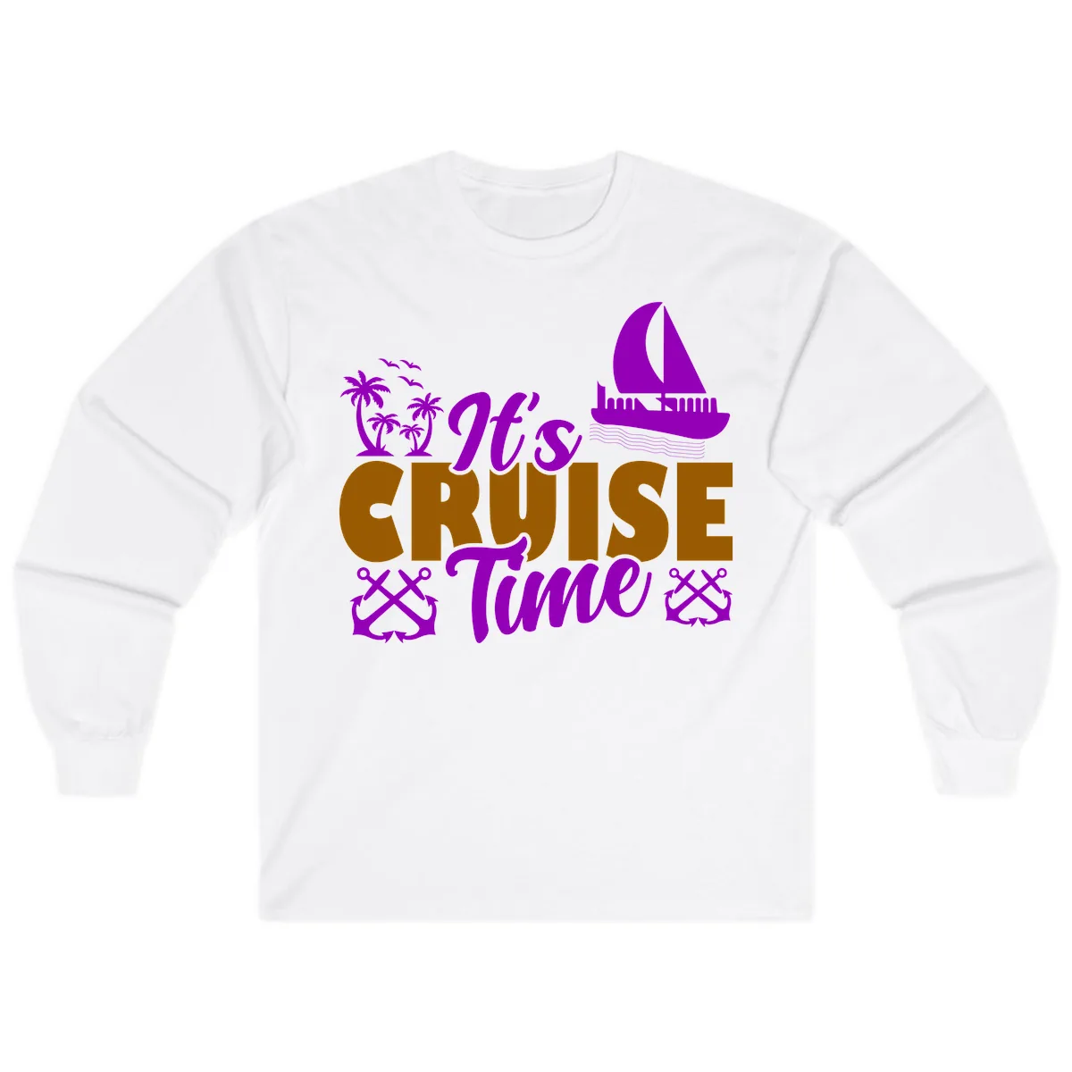 It's Cruise Time Vacation Apparel Long Sleeve in White