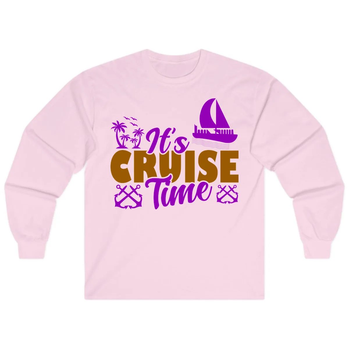It's Cruise Time Vacation Apparel Long Sleeve in Light Pink