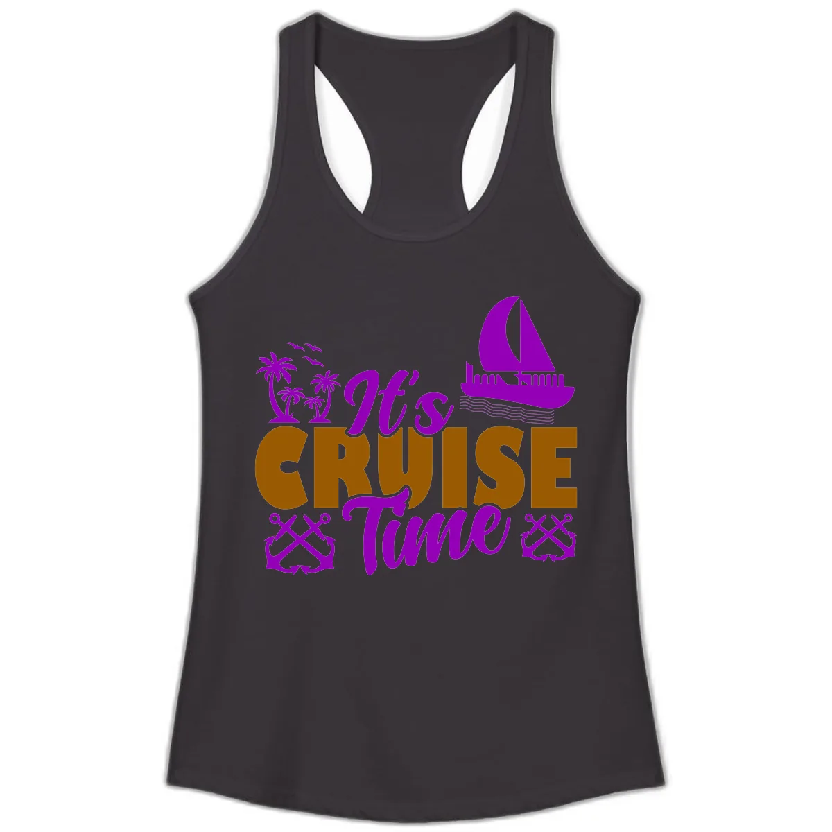 It's Cruise Time Vacation Apparel Ladies Tank in Black