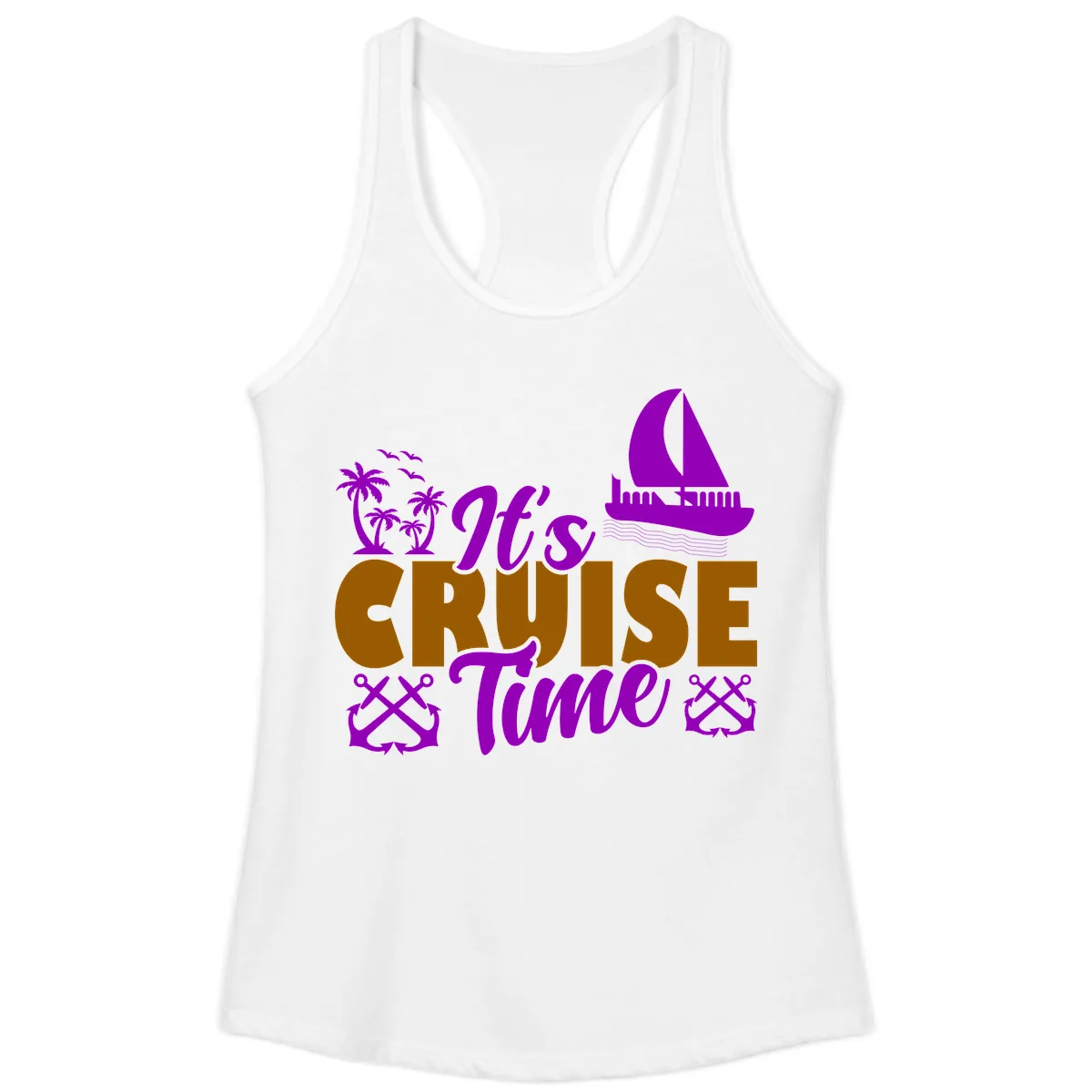 It's Cruise Time Vacation Apparel Ladies Tank in White