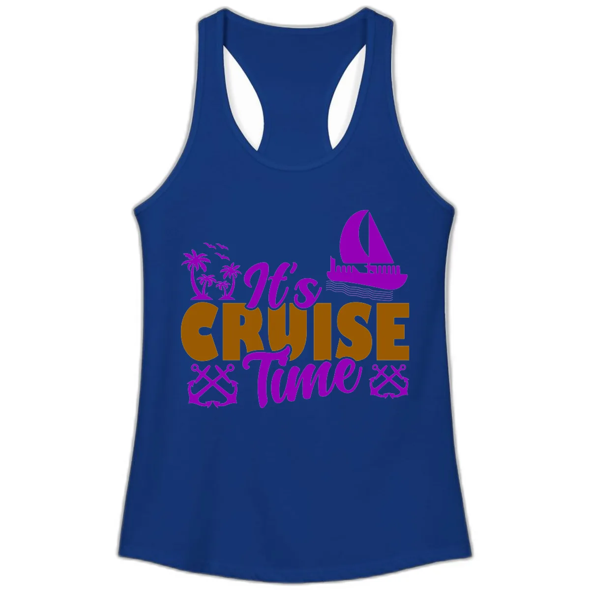 It's Cruise Time Vacation Apparel Ladies Tank in Solid Royal