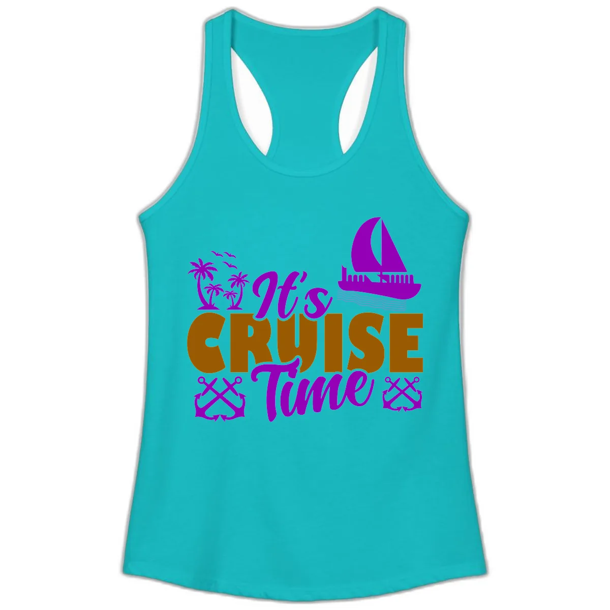 It's Cruise Time Vacation Apparel Ladies Tank in Tahiti Blue