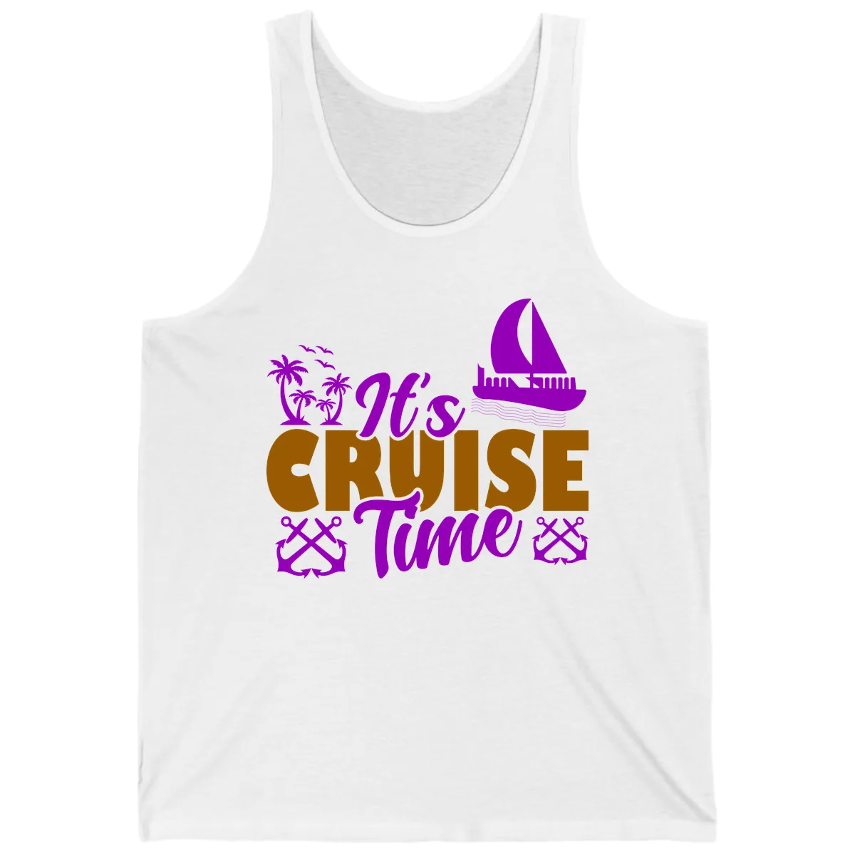 It's Cruise Time Vacation Apparel Tank in White