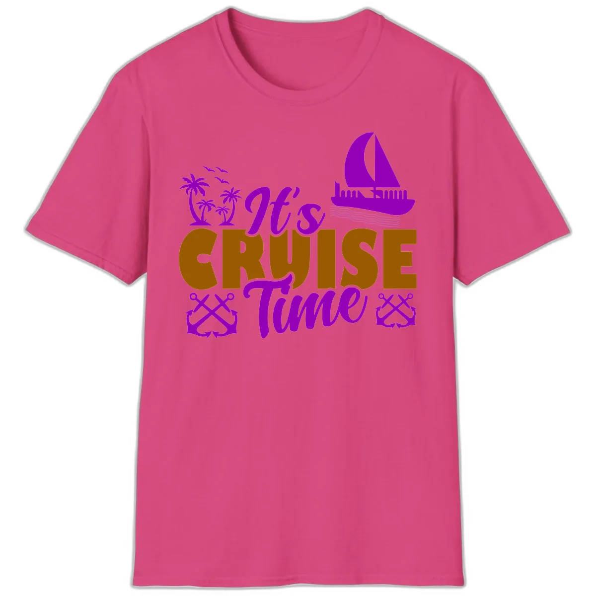 It's Cruise Time Vacation Apparel T-Shirt in Heliconia