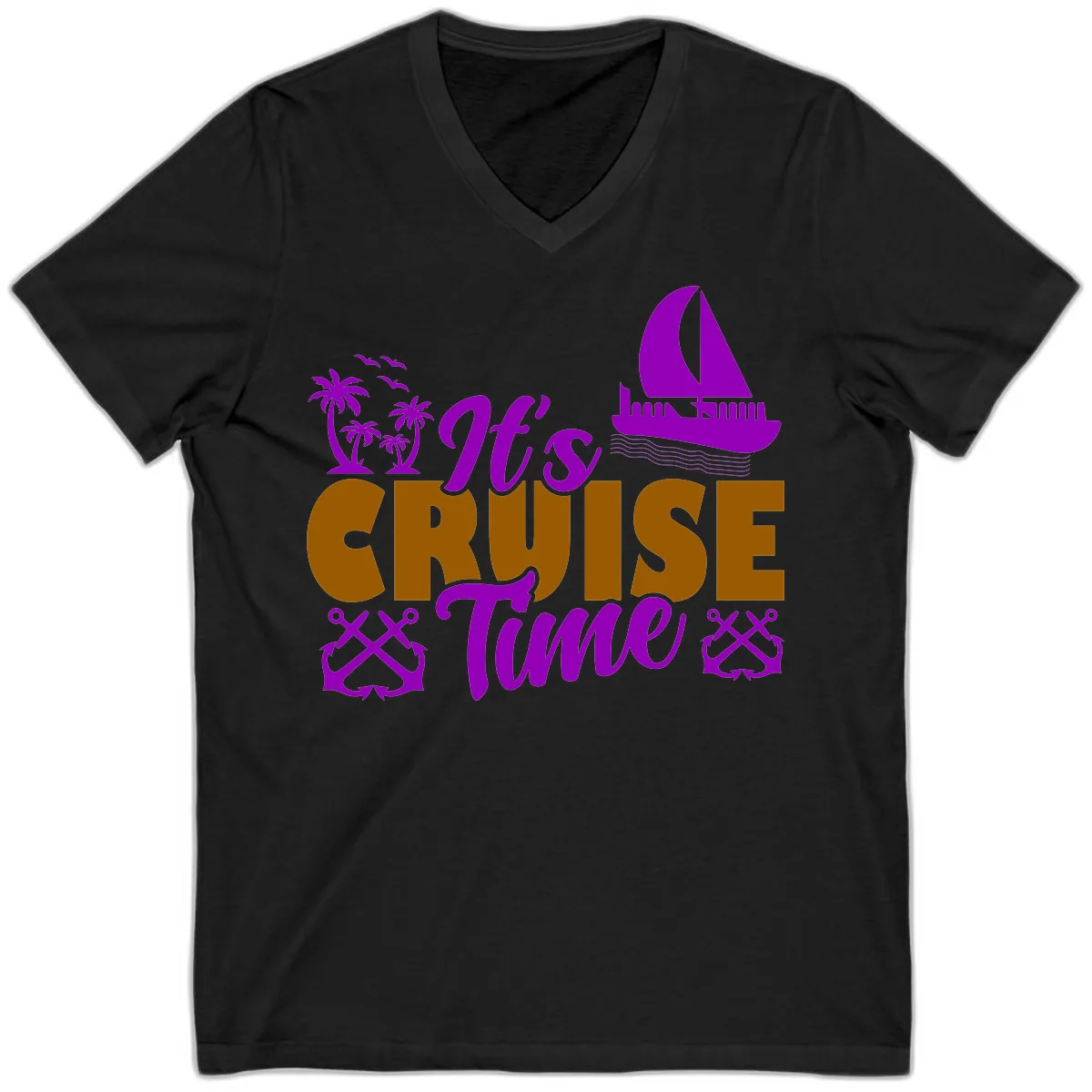 It's Cruise Time Vacation Apparel V-Neck in Black