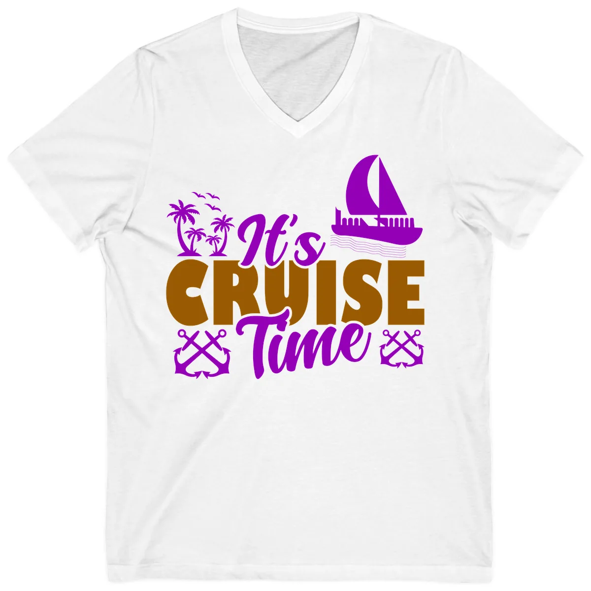 It's Cruise Time Vacation Apparel V-Neck in White