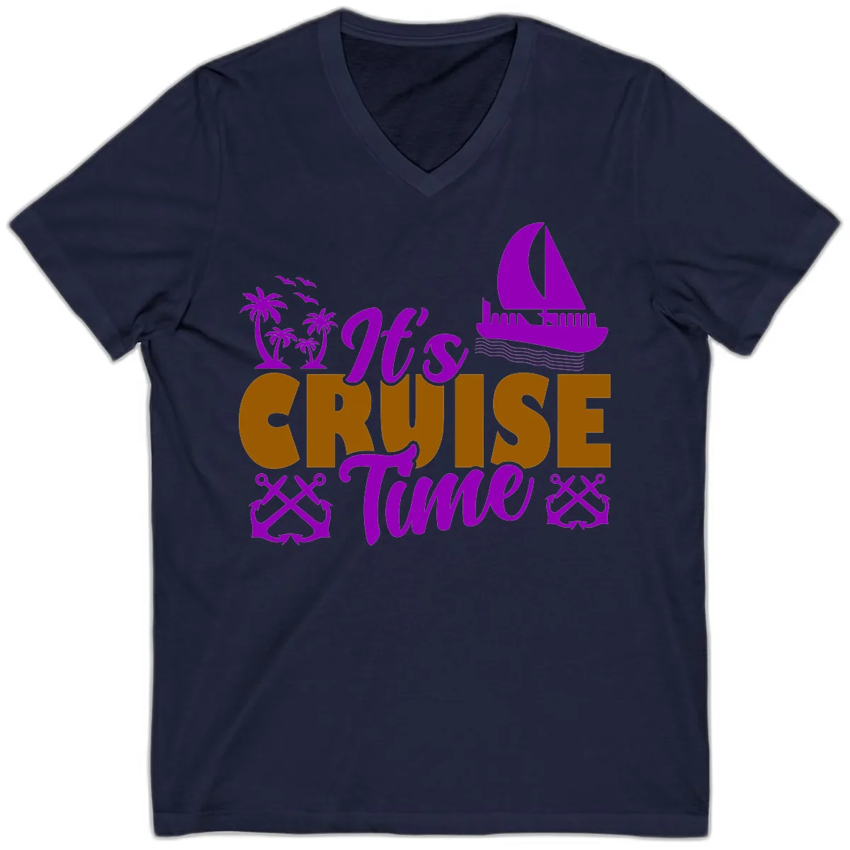 It's Cruise Time Vacation Apparel V-Neck in Navy