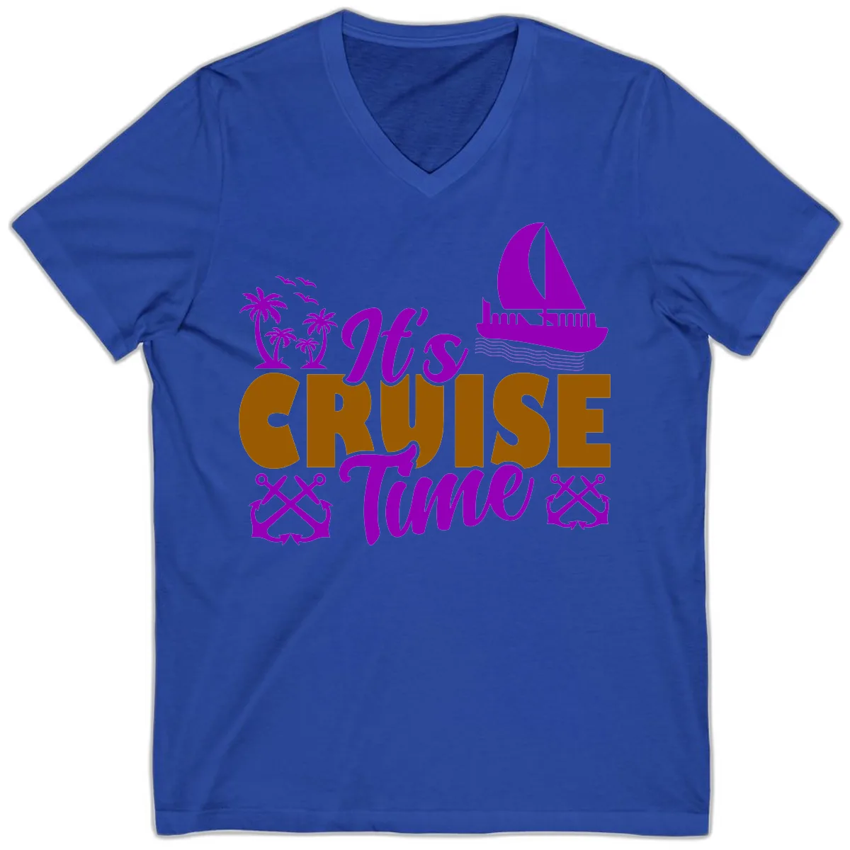 It's Cruise Time Vacation Apparel V-Neck in True Royal