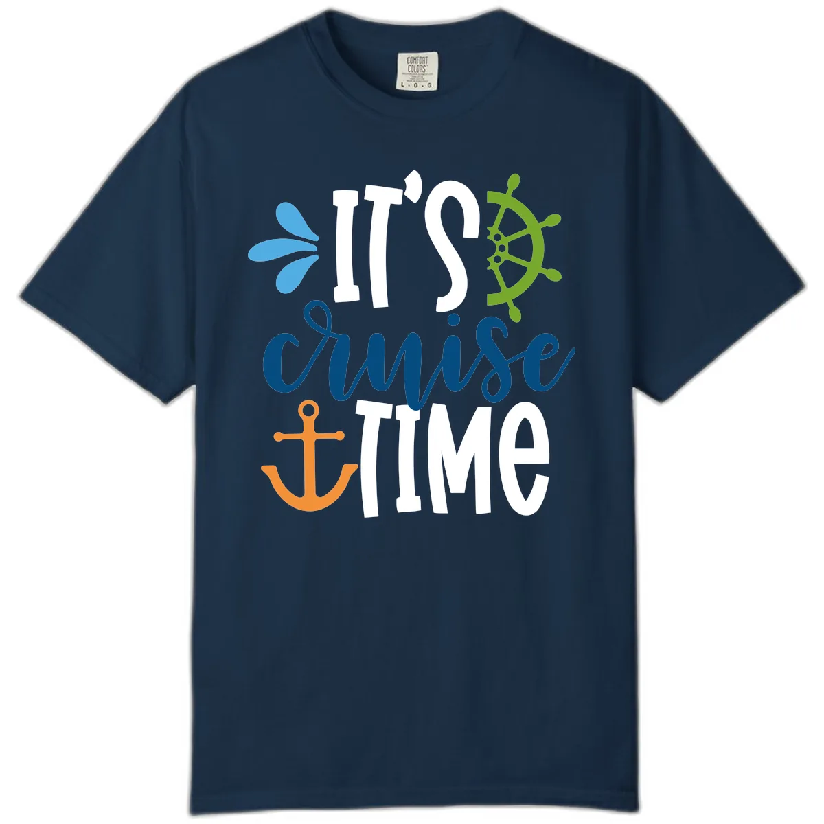It's Cruise Time Graphic Design Comfort Color in True Navy
