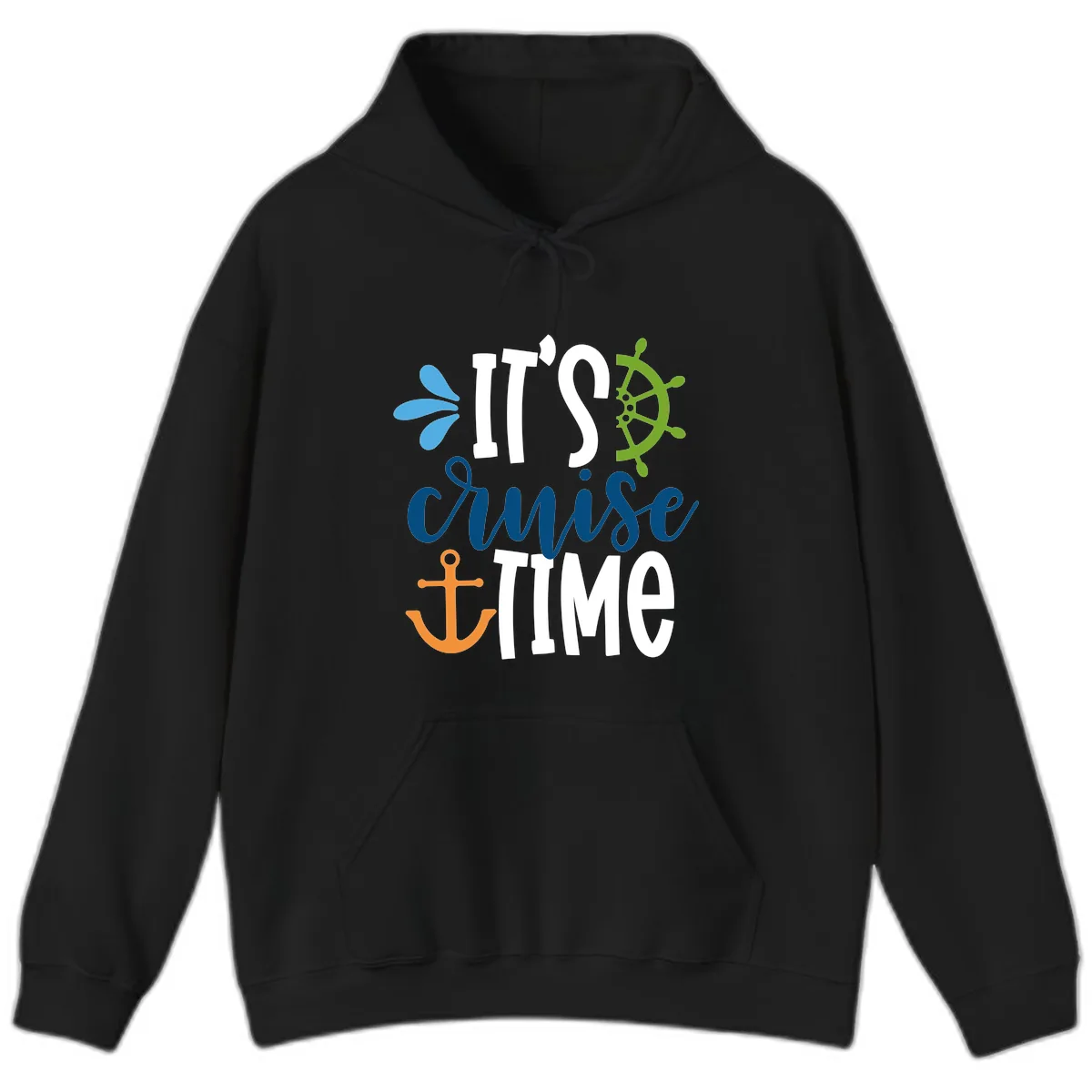 It's Cruise Time Graphic Design Hoodie in Black