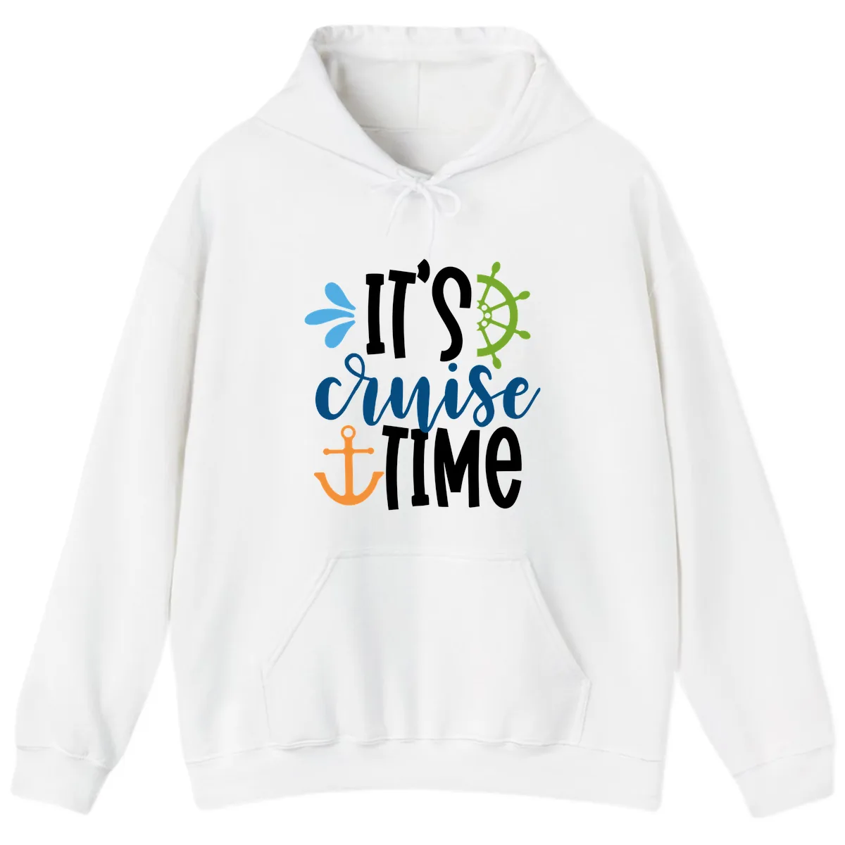It's Cruise Time Graphic Design Hoodie in White