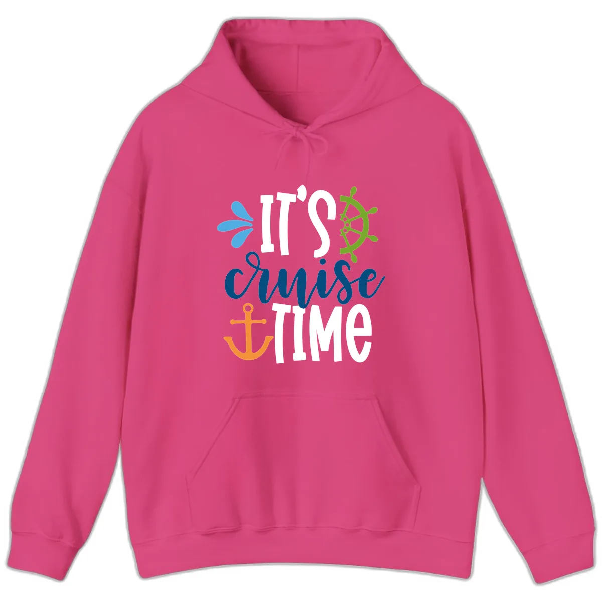 It's Cruise Time Graphic Design Hoodie in Heliconia