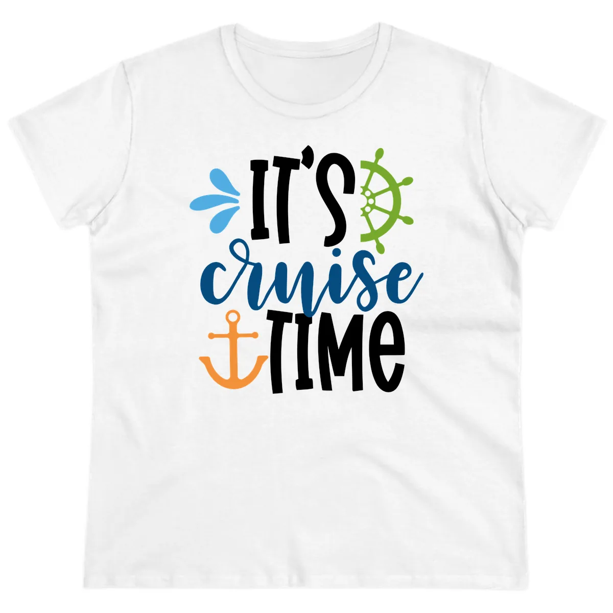 It's Cruise Time Graphic Design Ladies Tee in White