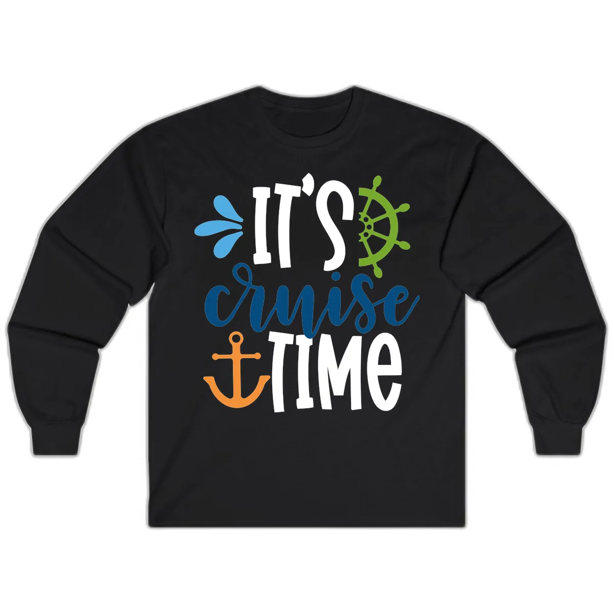 It's Cruise Time Graphic Design Long Sleeve in Black