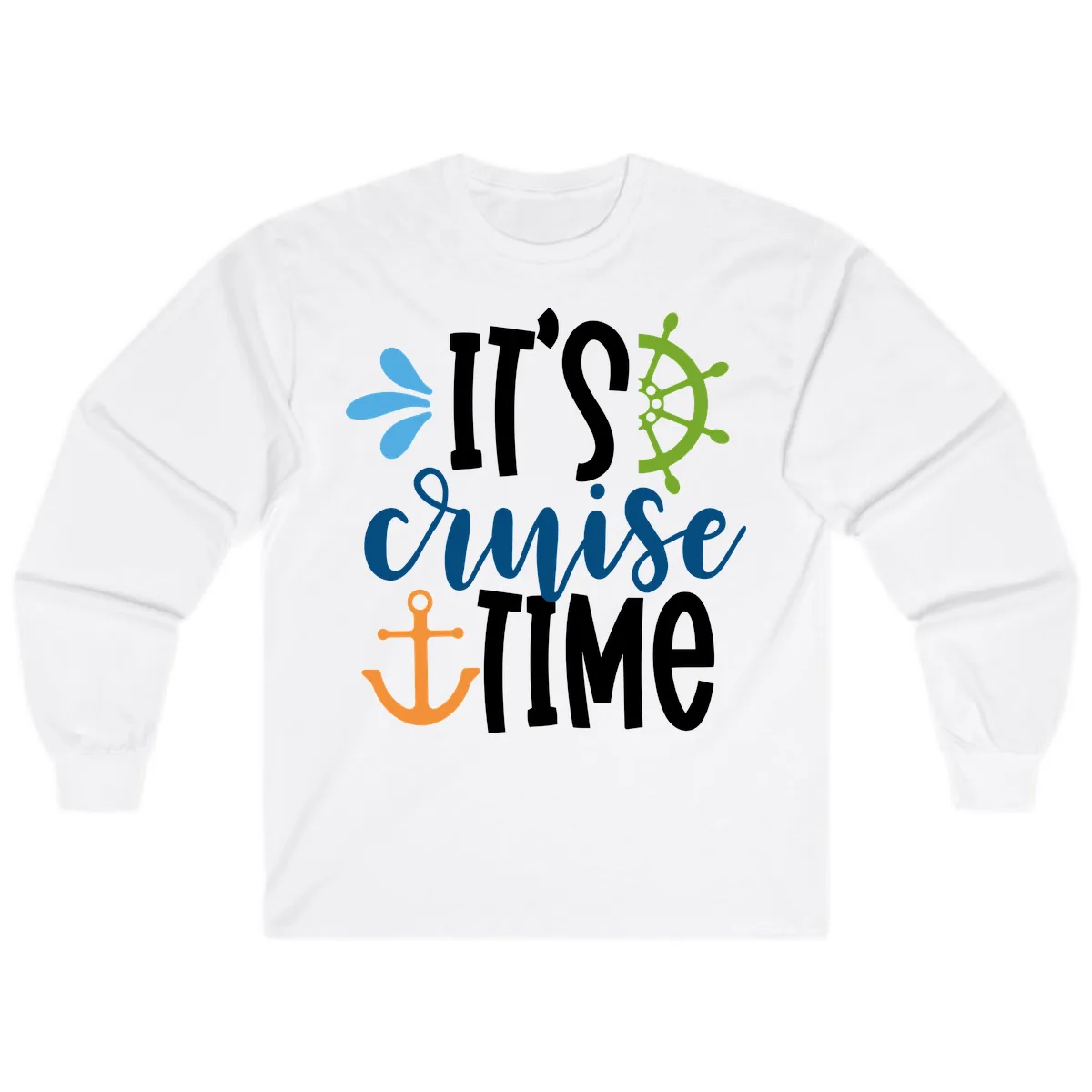 It's Cruise Time Graphic Design Long Sleeve in White