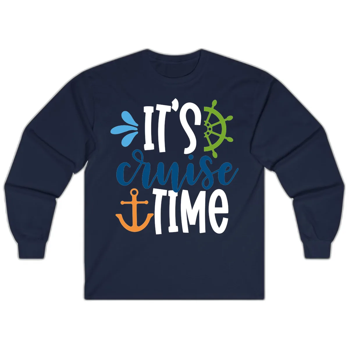It's Cruise Time Graphic Design Long Sleeve in Navy