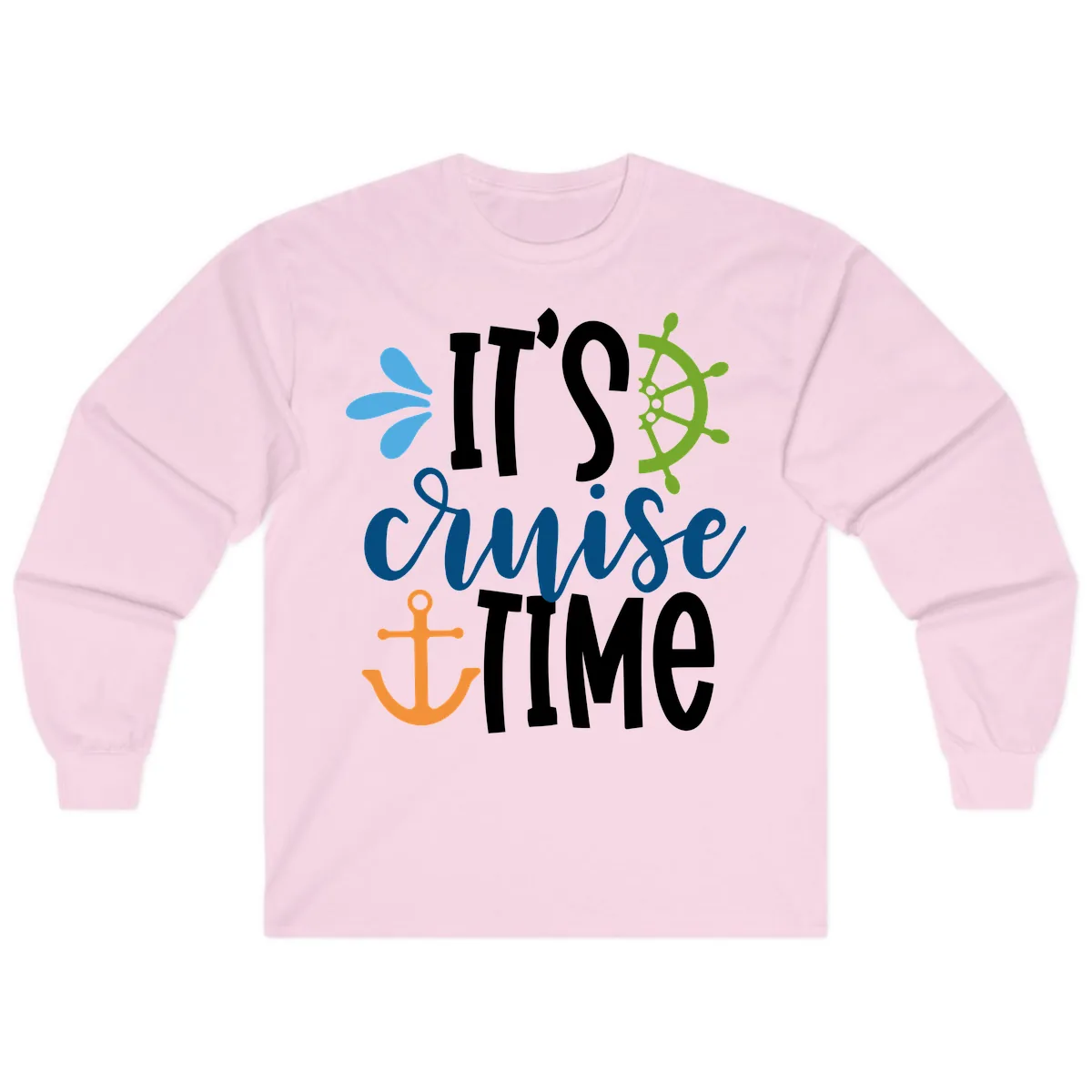 It's Cruise Time Graphic Design Long Sleeve in Light Pink
