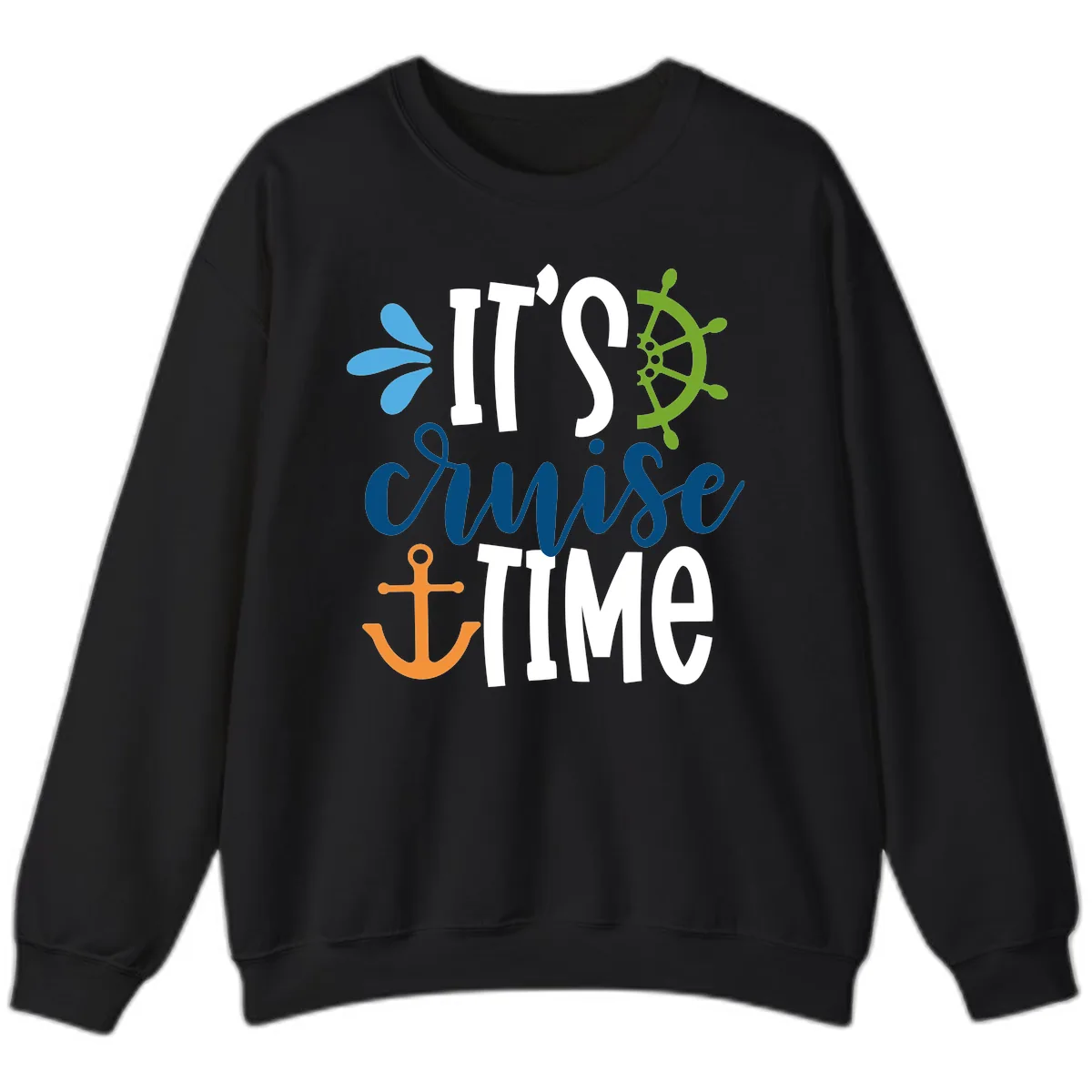 It's Cruise Time Graphic Design Sweatshirt in Black
