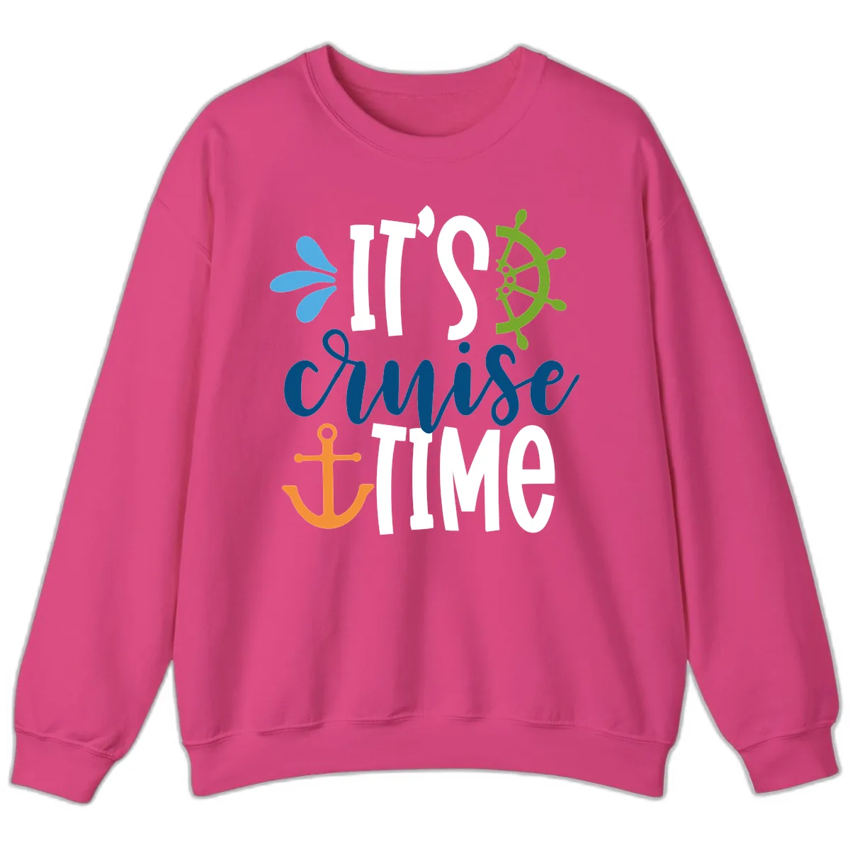 It's Cruise Time Graphic Design Sweatshirt in Heliconia
