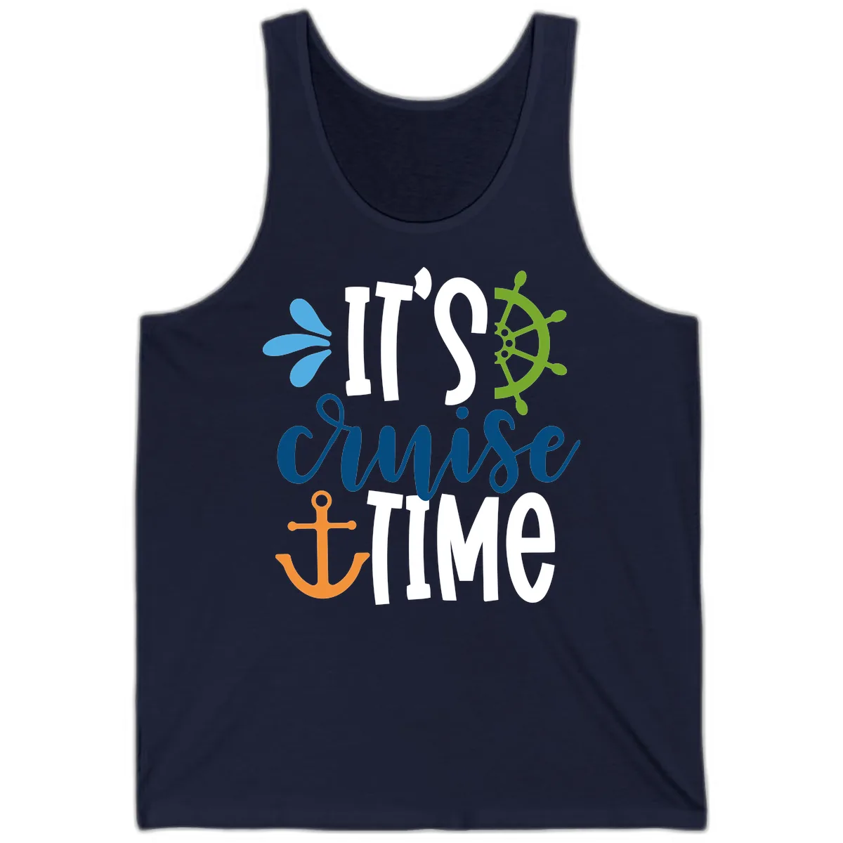 It's Cruise Time Graphic Design Tank in Navy