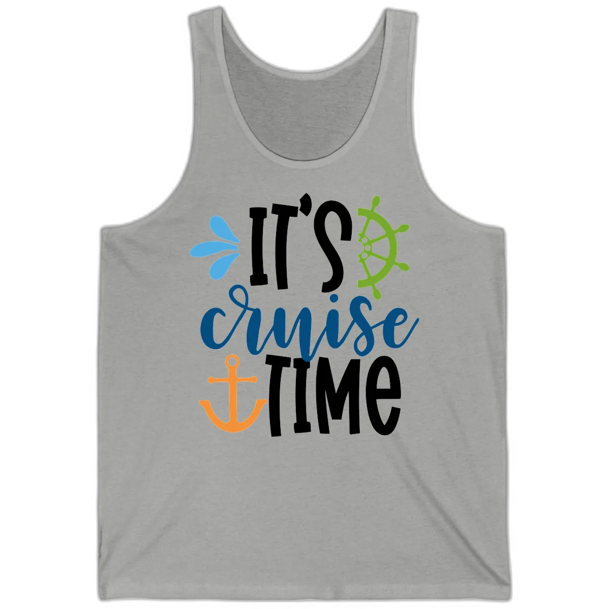 It's Cruise Time Graphic Design Tank in Athletic Heather