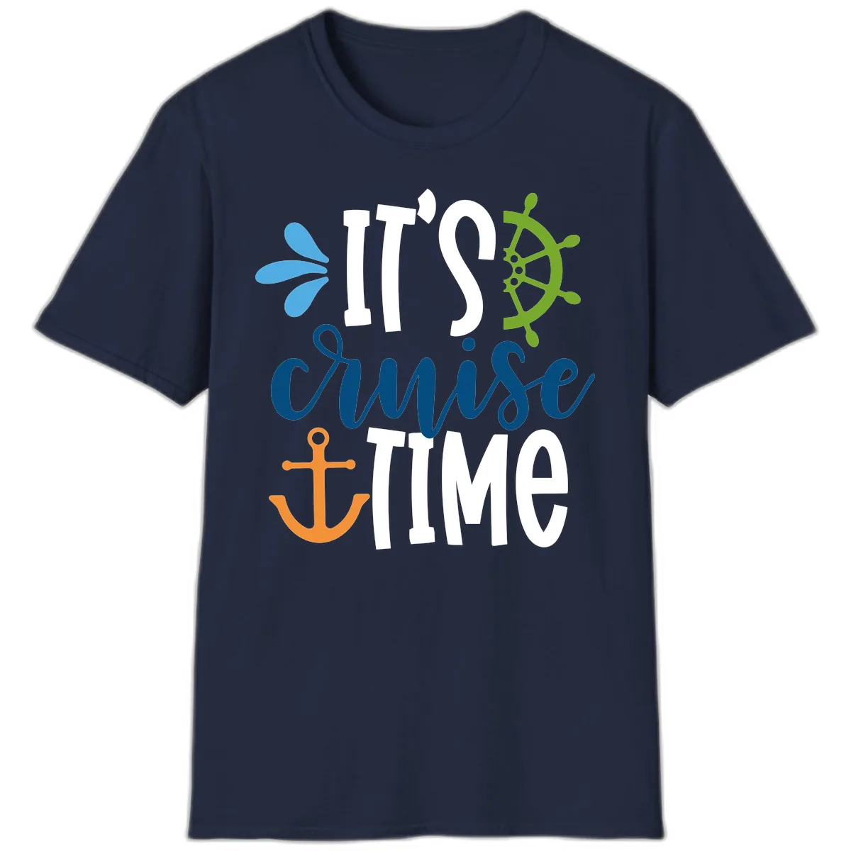 It's Cruise Time Graphic Design T-Shirt in Navy