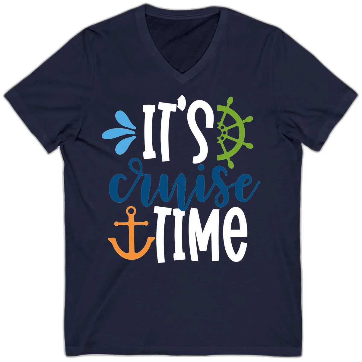 It's Cruise Time Graphic Design V-Neck in Navy