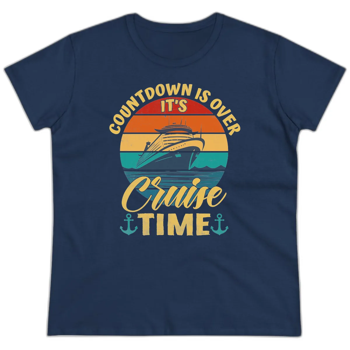 Countdown Is Over Cruise Time Ladies Tee in Navy