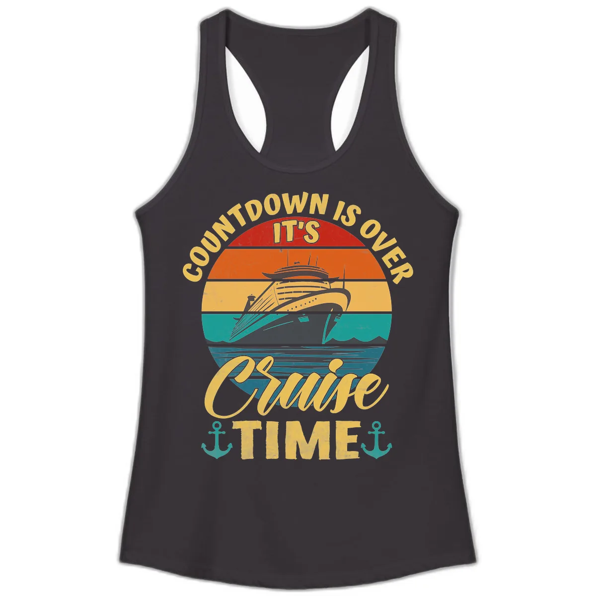 Countdown Is Over Cruise Time Ladies Tank in Black