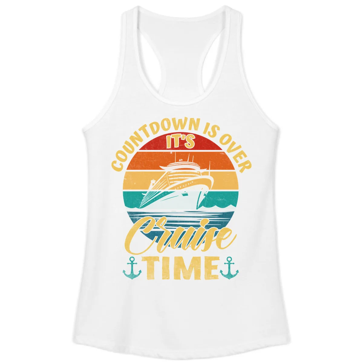 Countdown Is Over Cruise Time Ladies Tank in White