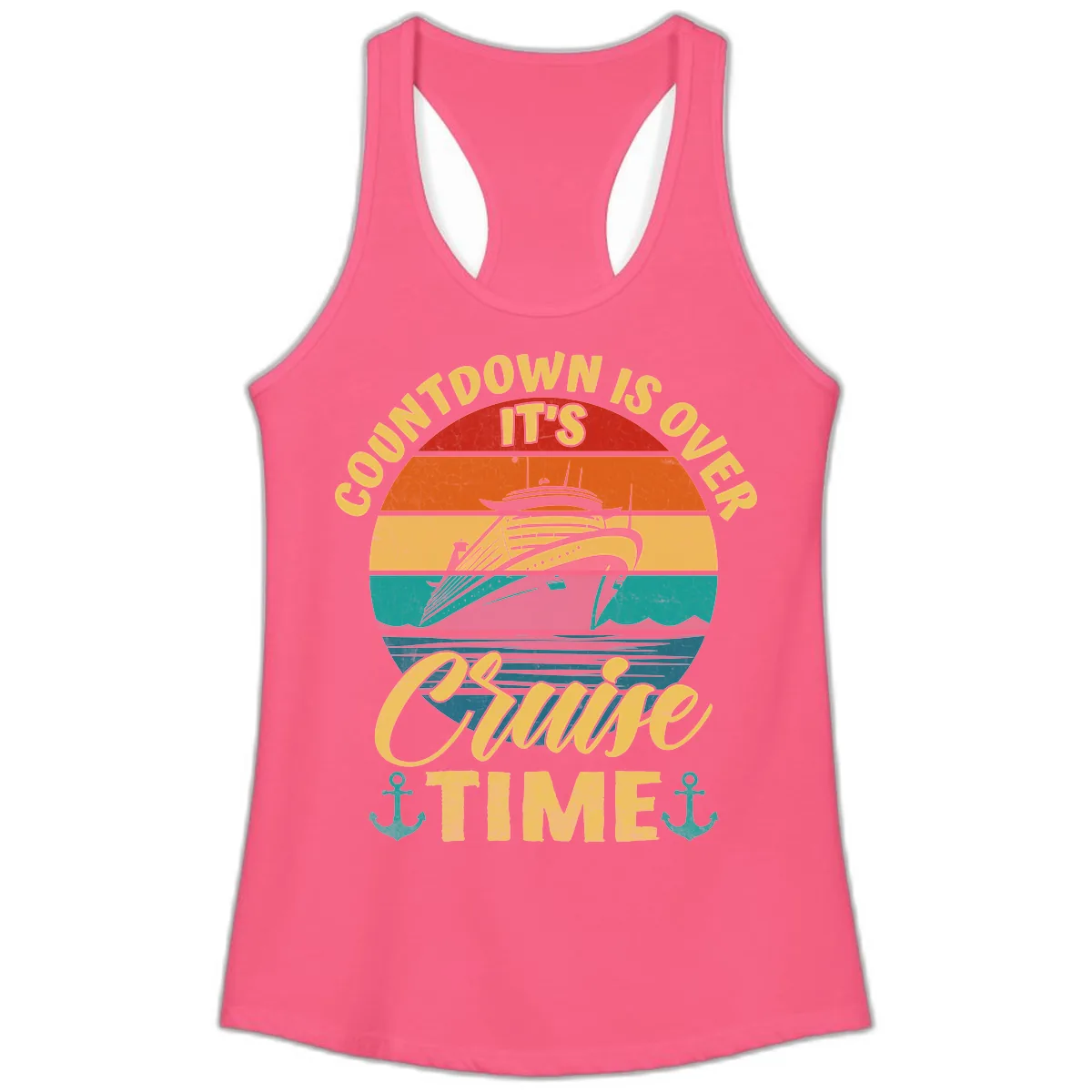 Countdown Is Over Cruise Time Ladies Tank in Solid Hot Pink