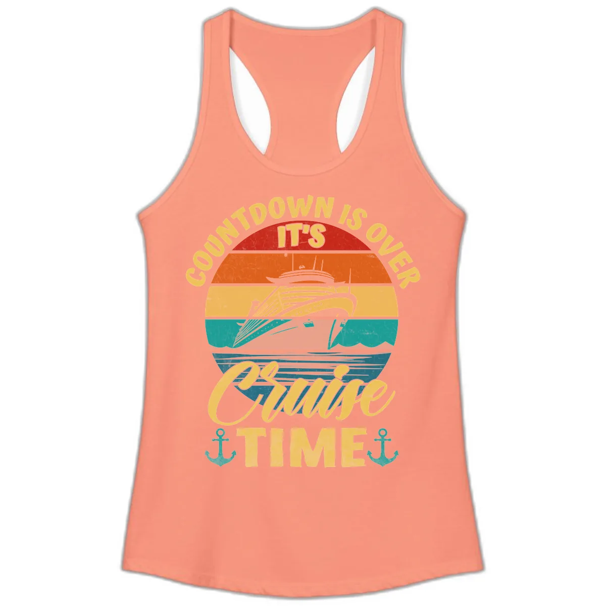 Countdown Is Over Cruise Time Ladies Tank in Solid Light Orange