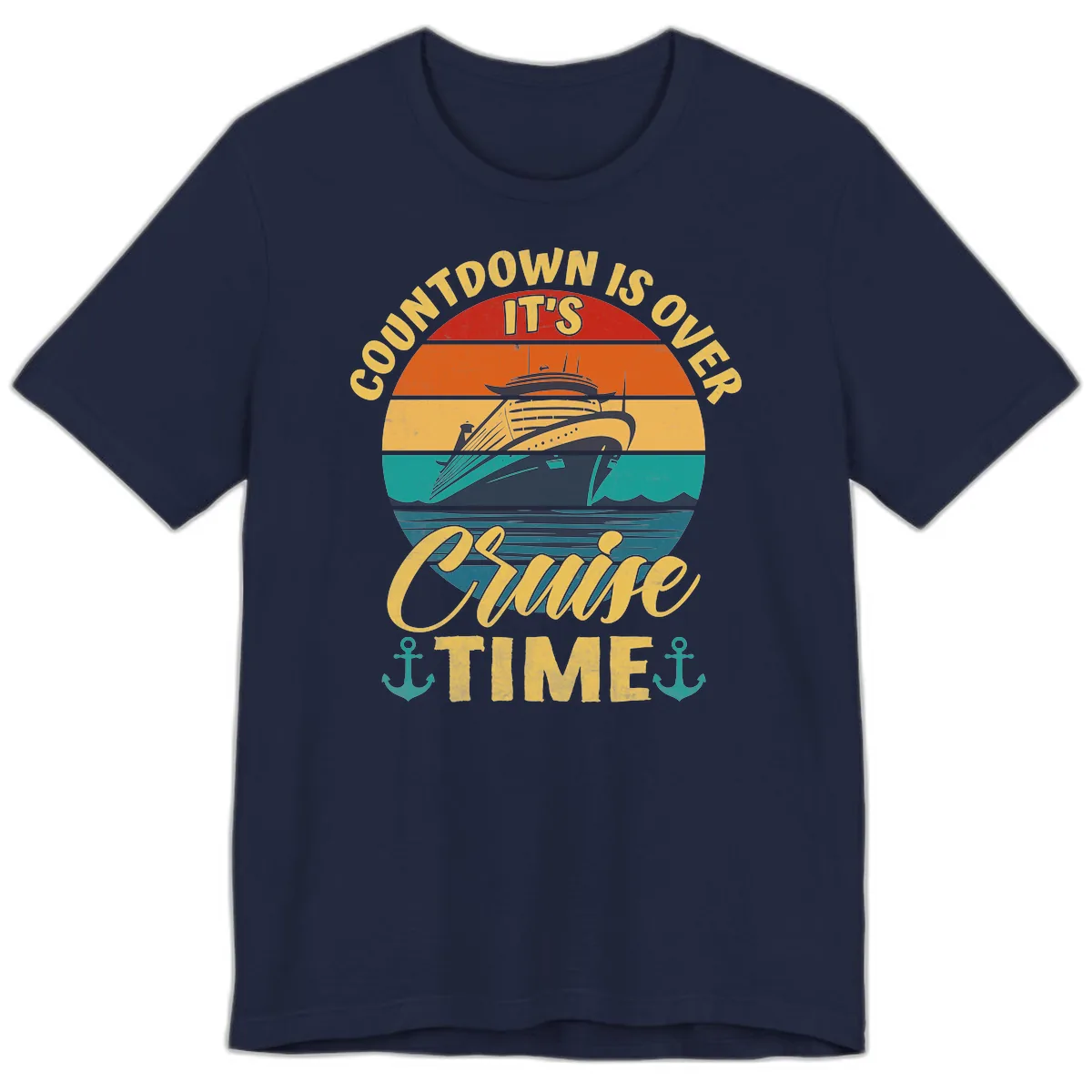 Countdown Is Over Cruise Time Premium T-Shirt in Navy