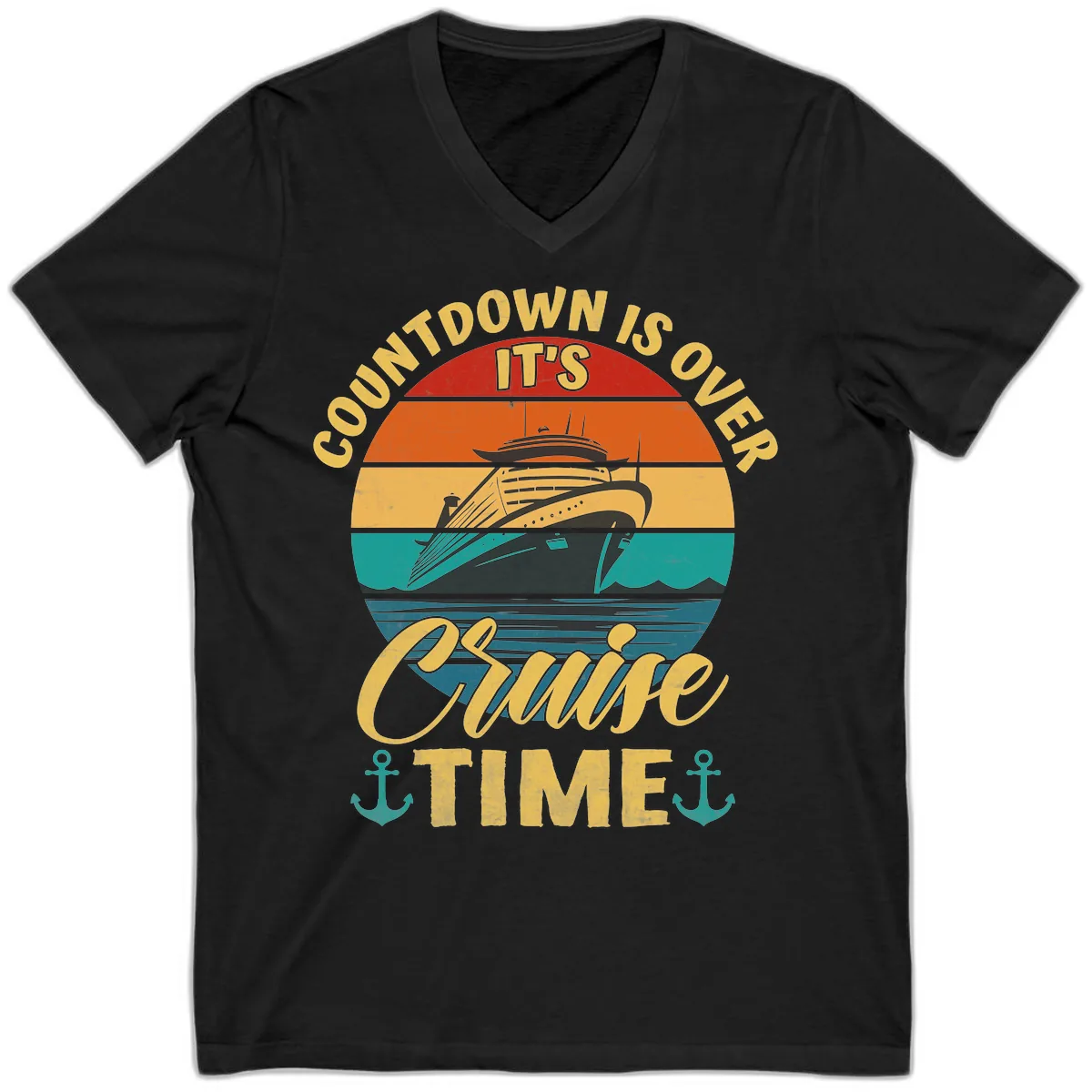 Countdown Is Over Cruise Time V-Neck in Black