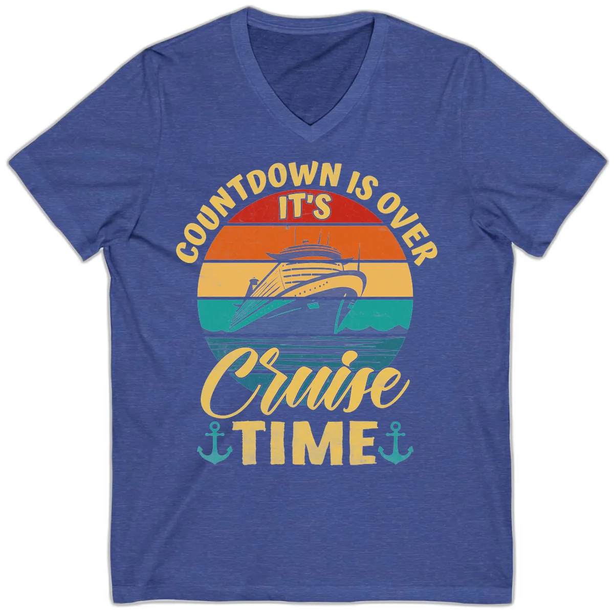 Countdown Is Over Cruise Time V-Neck in Heather True Royal