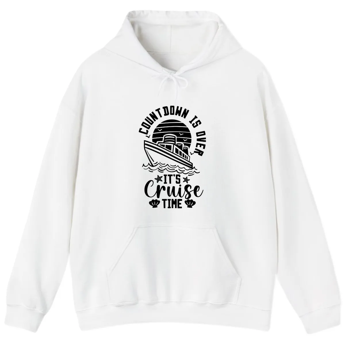 Its Cruise Time Countdown Design Hoodie in White