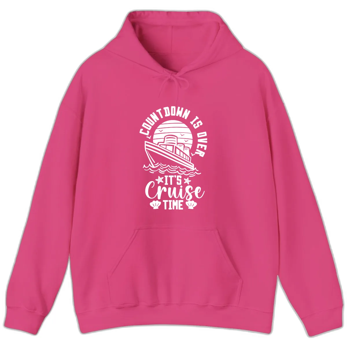 Its Cruise Time Countdown Design Hoodie in Heliconia