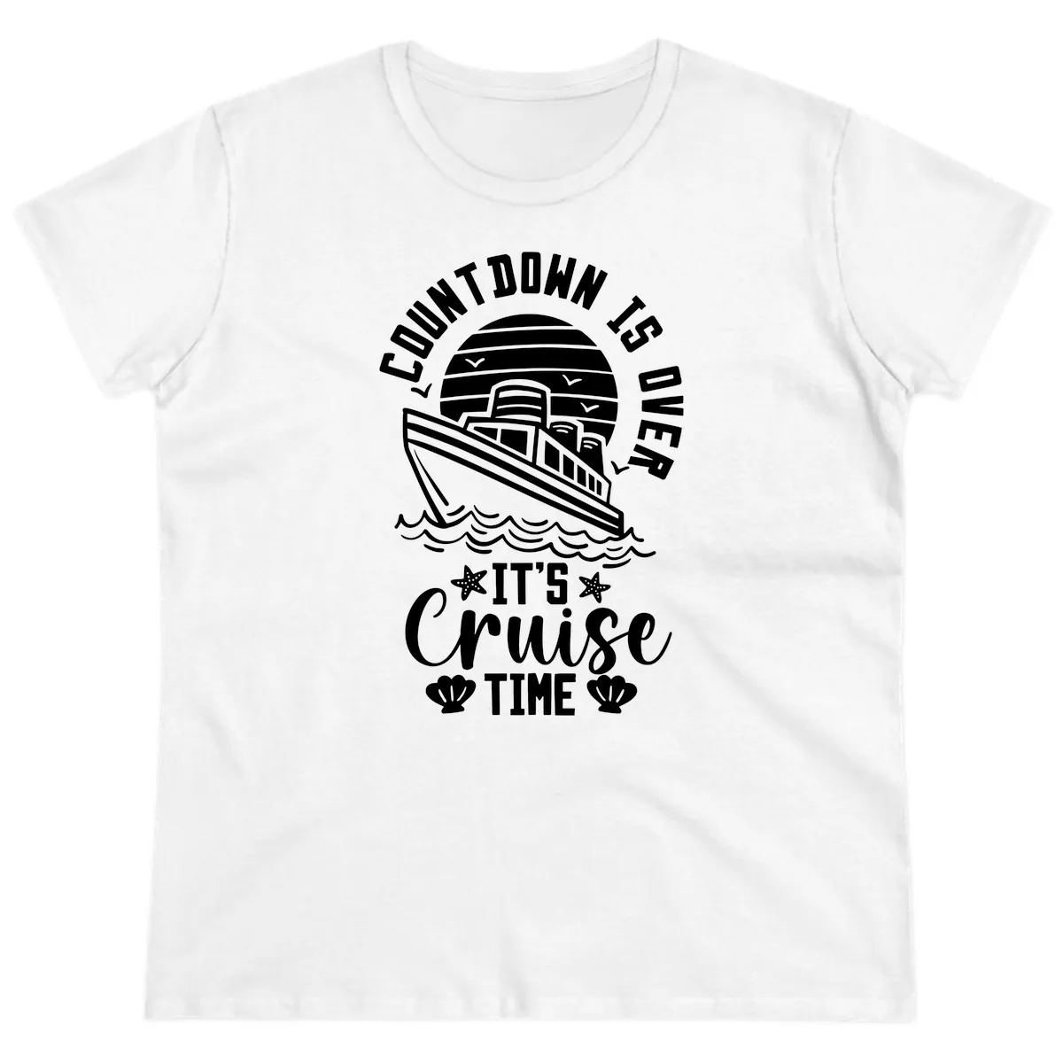 Its Cruise Time Countdown Design Ladies Tee in White