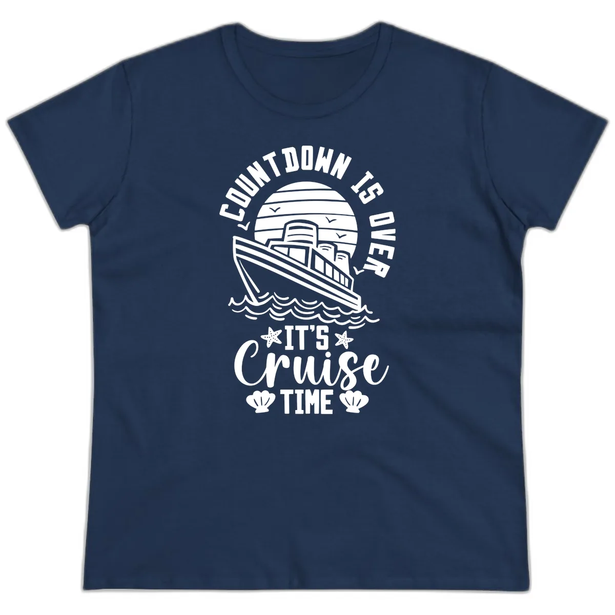 Its Cruise Time Countdown Design Ladies Tee in Navy