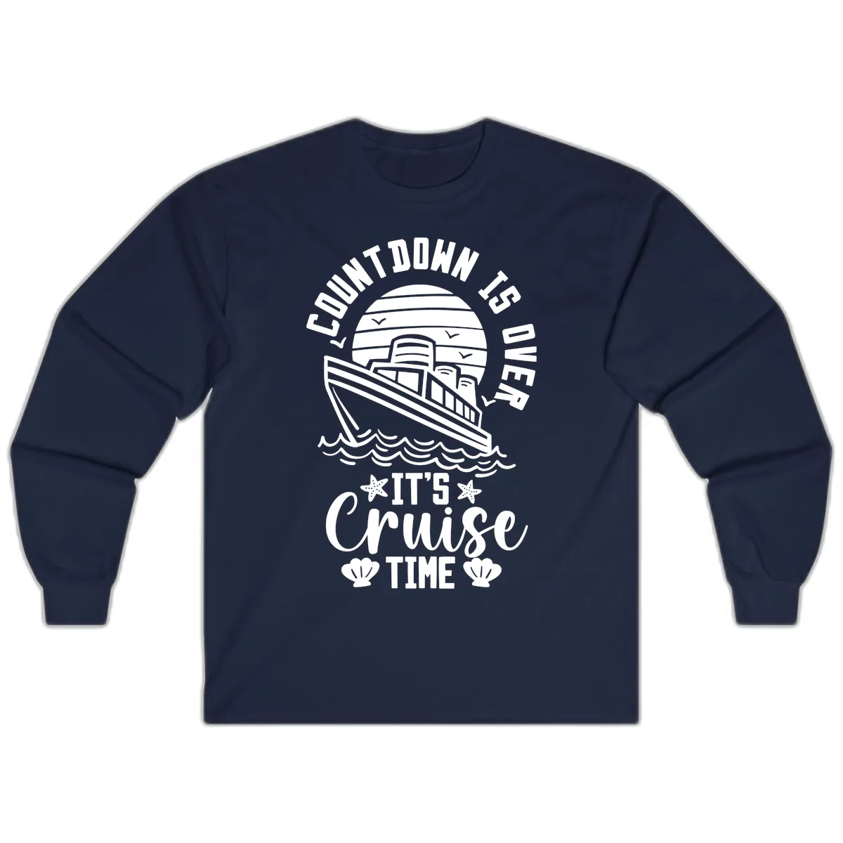 Its Cruise Time Countdown Design Long Sleeve in Navy