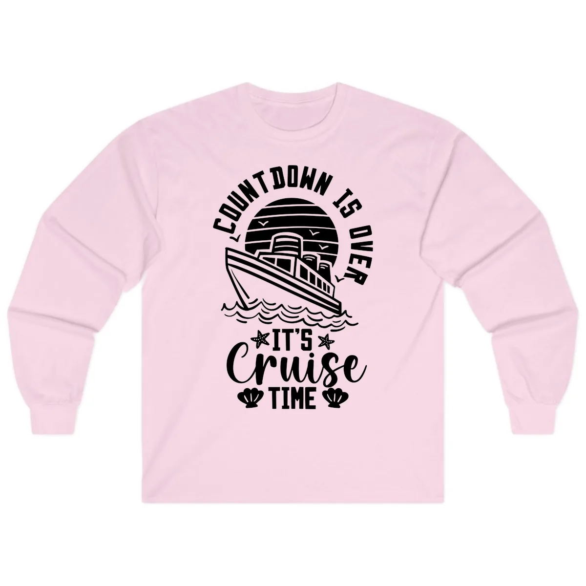 Its Cruise Time Countdown Design Long Sleeve in Light Pink